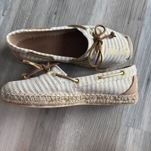Sperry top-sider Women’s canvas boat shoe, gold & cream Size 7 M